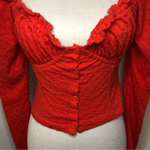 Free People Ladybug Red Long Sleeve Top Size Small - Picture 3 of 14